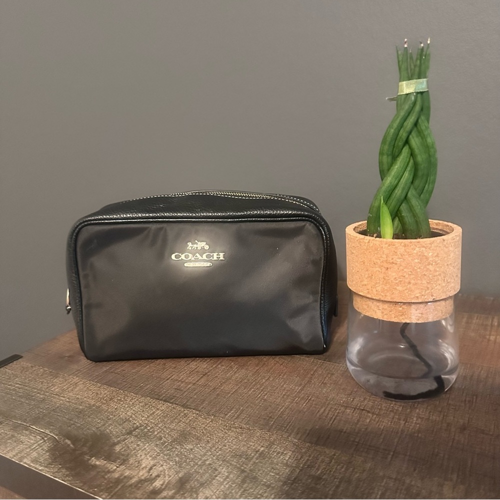 Coach Black Leather Toiletry Bag